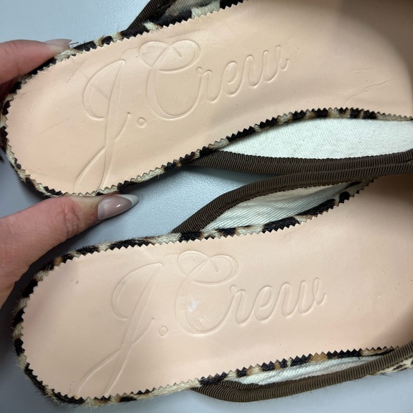 J. Crew Calf hair Zoe Leopard Ballet Flats Slip on Size 12 - Picture 5 of 9